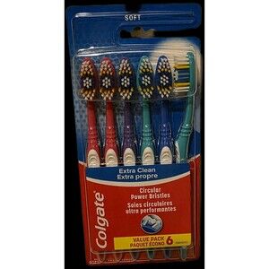 6 Pack Colgate Extra Clean Toothbrush, Adult Soft Bristle NIB